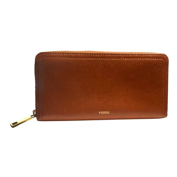 Fossil Accessories - Fossil Logan RFID Zip Around Leather Wallet Brown